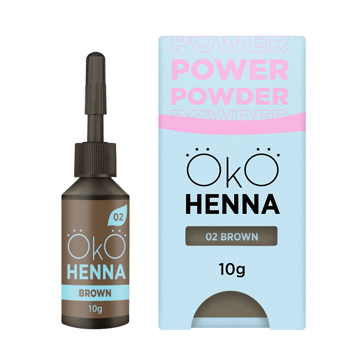 OKO szemöldök henna Power Powder, 02 Barna, 10 g