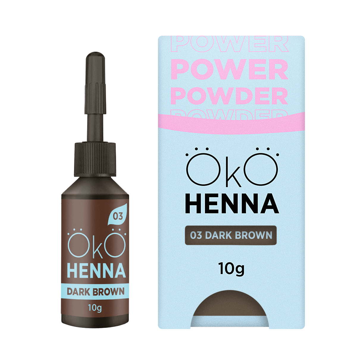 OKO szemöldök henna Power Powder, 03 Sötétbarna, 10 g