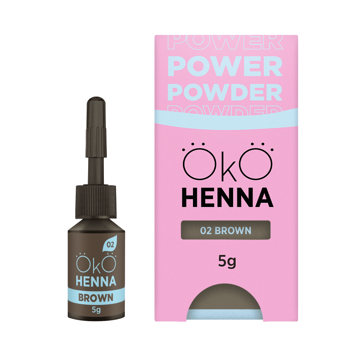 OKO szemöldök henna Power Powder, 02 Barna, 5g